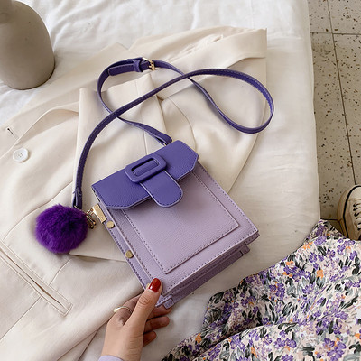 Moderni moteriška odinė rankinė su ilga rankena ir pūkeliu