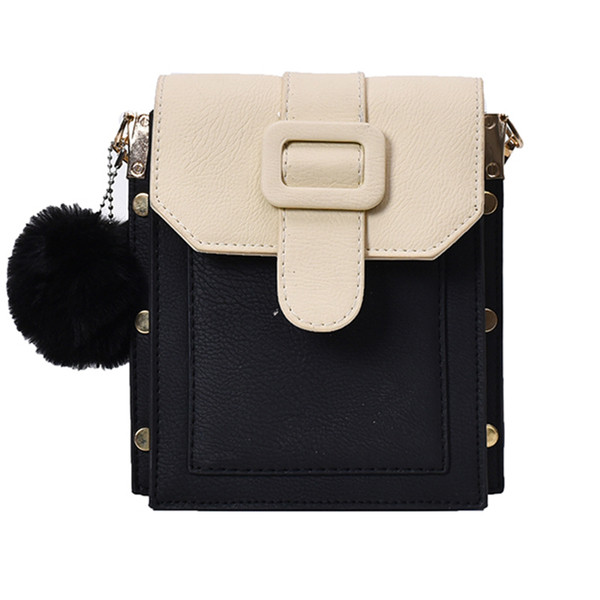 Moderni moteriška odinė rankinė su ilga rankena ir pūkeliu