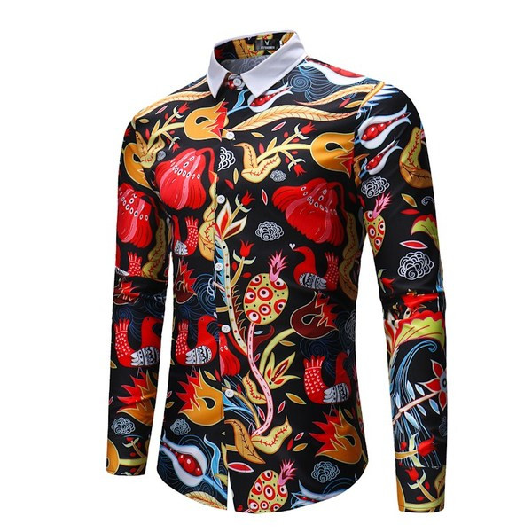 Modern férfi ing klasszikus gallérral és hosszú ujjal