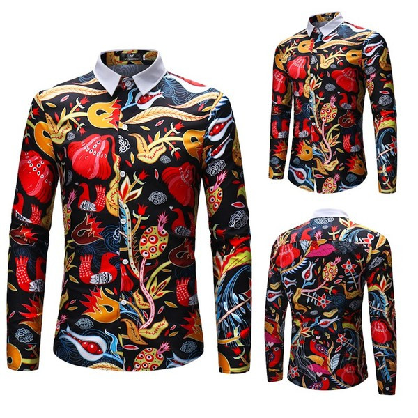 Modern férfi ing klasszikus gallérral és hosszú ujjal