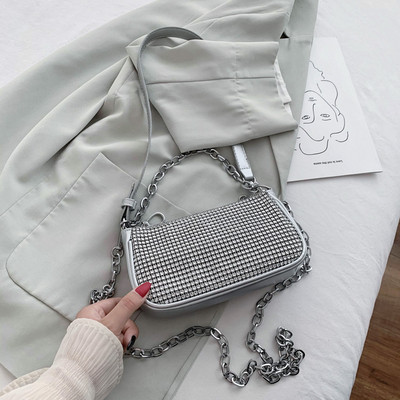 Jauna modeļa sieviešu soma ar garu rokturi un akmeņiem