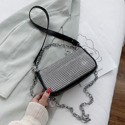 Jauna modeļa sieviešu soma ar garu rokturi un akmeņiem