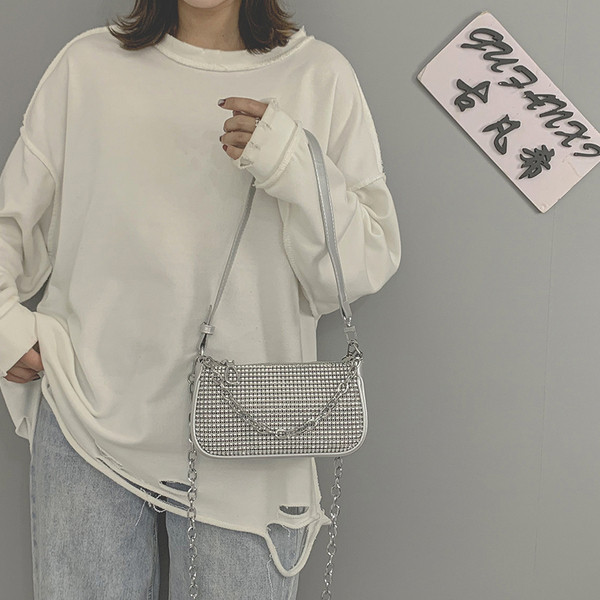 Jauna modeļa sieviešu soma ar garu rokturi un akmeņiem