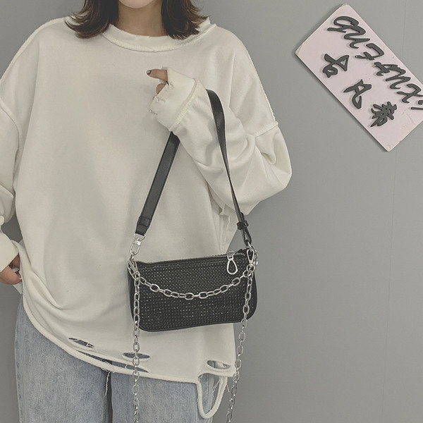 Jauna modeļa sieviešu soma ar garu rokturi un akmeņiem