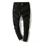 Ikdienas vīriešu garo džinsu vienkrāsains modelis ar kabatām