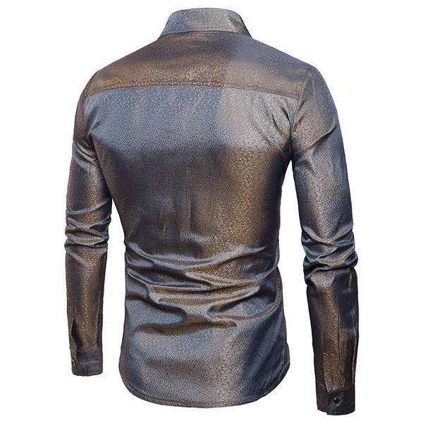 Moderns vīriešu krekls ar spīdīgu efektu un klasisku apkakli