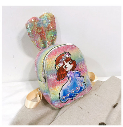 Bērnu mugursoma meitenēm ar fliteriem un 3D elementu