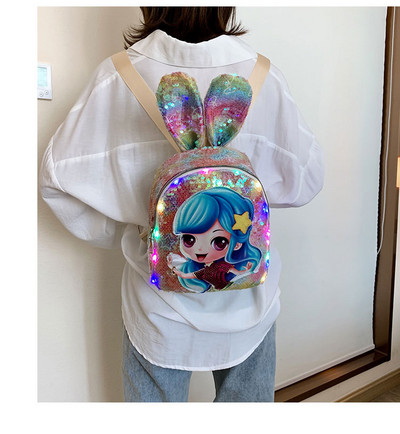 Bērnu mugursoma meitenēm ar fliteriem un 3D elementu