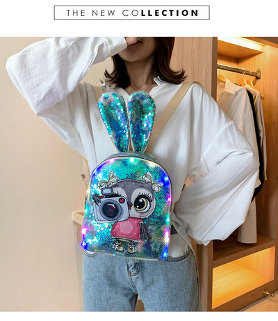 Bērnu mugursoma meitenēm ar fliteriem un 3D elementu