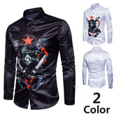 HIT moderns vīriešu krekls ar klasisku apkakli un pērtiķa aplikāciju