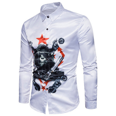 HIT moderns vīriešu krekls ar klasisku apkakli un pērtiķa aplikāciju