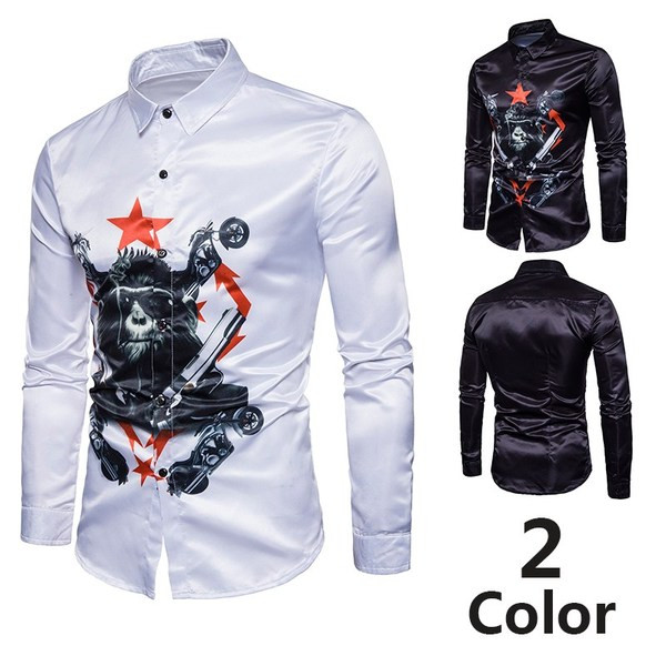 HIT moderns vīriešu krekls ar klasisku apkakli un pērtiķa aplikāciju