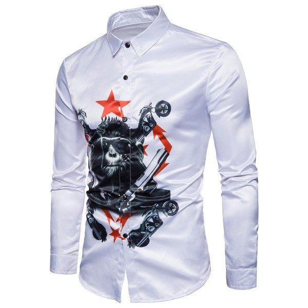 HIT moderns vīriešu krekls ar klasisku apkakli un pērtiķa aplikāciju
