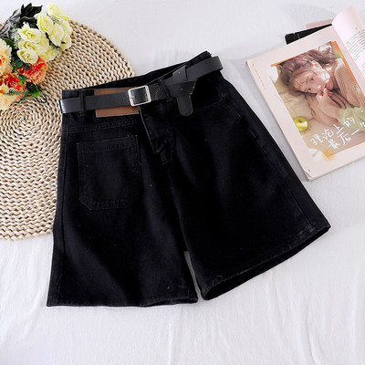 Sieviešu džinsa šorti ar jostu un kabatu