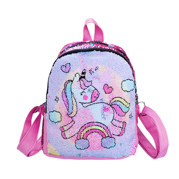 Színes női hátizsák flitterekkel egy lánynak