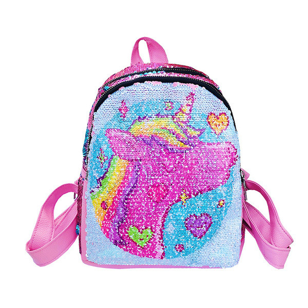 Színes női hátizsák flitterekkel egy lánynak
