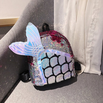 Mūsdienīga bērnu mugursoma ar fliteriem un 3D elementiem meitenēm