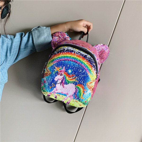 Jauna modeļa bērnu mugursoma ar 3D elementiem un fliteriem meitenēm