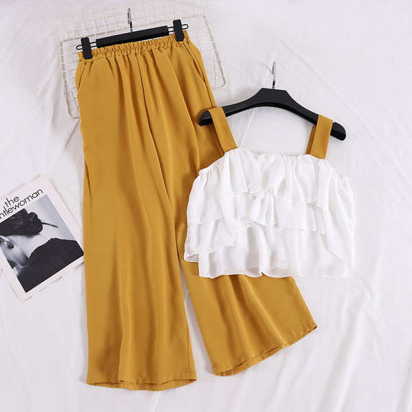 Sieviešu garo bikšu komplekts ar augstu vidukli un čokurošanos