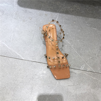 Sieviešu sandales ar silikona lencēm un metāla apdari