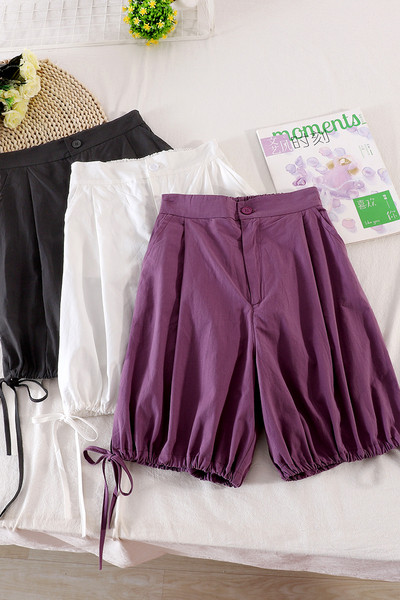 Ikdienas sieviešu bikses ar augstu vidukli un saitēm