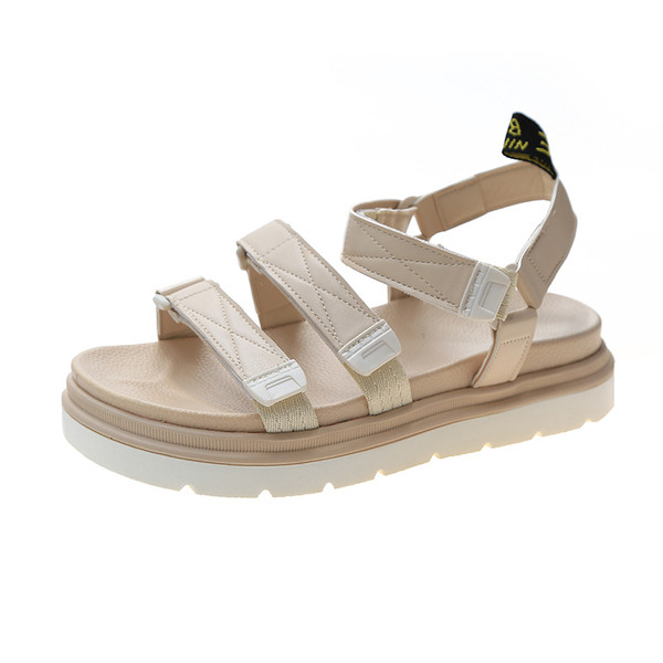 Sieviešu ikdienas ādas sandales ar plakanām zolēm