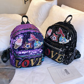 Krāsaina bērnu mugursoma ar kabatu un fliteriem meitenēm