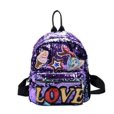 Krāsaina bērnu mugursoma ar kabatu un fliteriem meitenēm