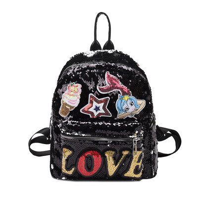 Krāsaina bērnu mugursoma ar kabatu un fliteriem meitenēm