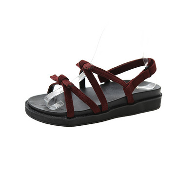 Ikdienas sieviešu sandales no eko zamšādas bordo un melnā krāsā