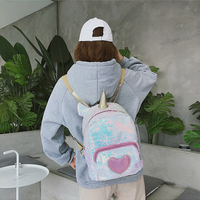 Új modell gyerek hátizsák flitterekkel, diákok számára