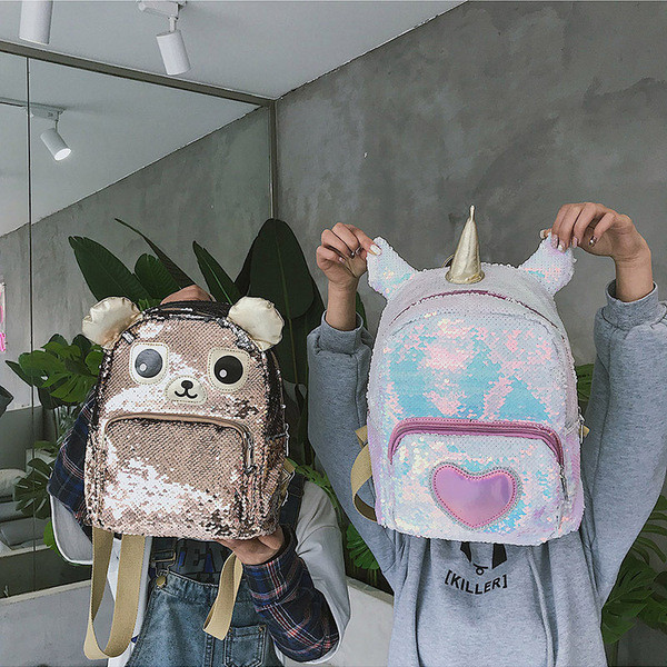 Új modell gyerek hátizsák flitterekkel, diákok számára