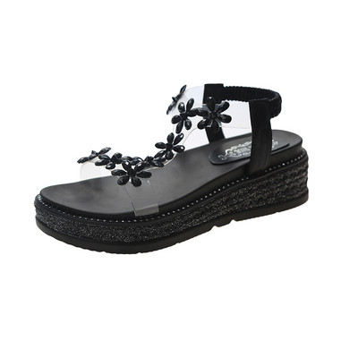 Ikdienas sieviešu sandales ar akmeņiem un plakanu zoli