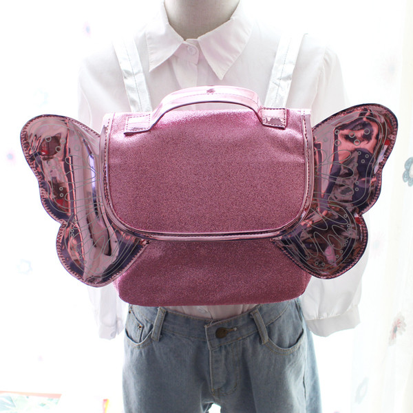 Moodne roosa 3D-elemendiga laste seljakott tüdrukutele