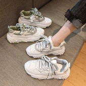 Ανοιξιάτικα γυναικεία αθλητικά παπούτσια κατασκευασμένα από οικολογικό δέρμα με κορδόνια