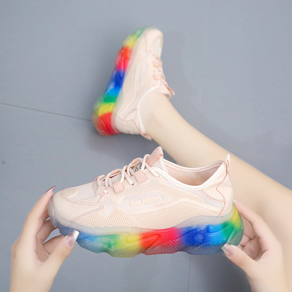 Šarene ženske tenisice s vezicama i debelim potplatom