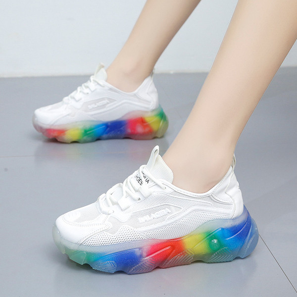 Šarene ženske tenisice s vezicama i debelim potplatom