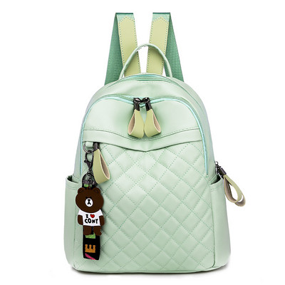 Sieviešu mākslīgās ādas mugursoma ar lācīša atslēgu piekariņu