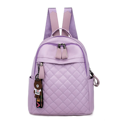 Sieviešu mākslīgās ādas mugursoma ar lācīša atslēgu piekariņu