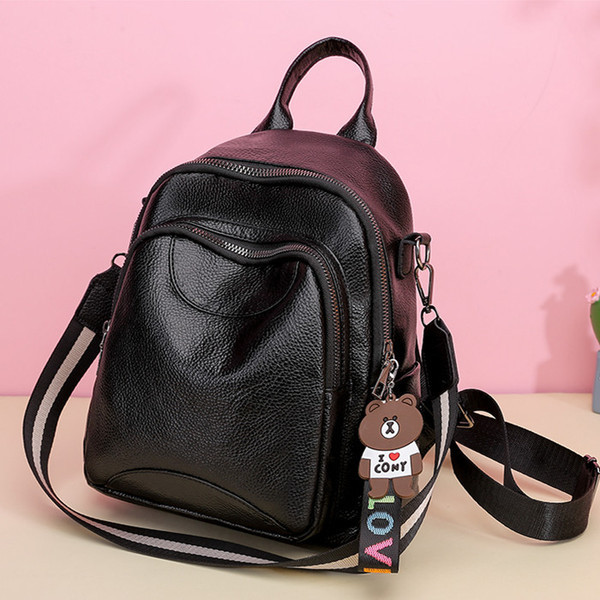 Sieviešu mugursoma no eko ādas - melnā krāsā