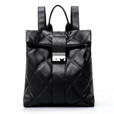 Moderna sieviešu mugursoma no eko ādas - melnā krāsā