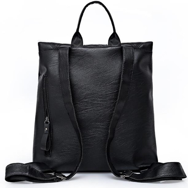 Moderna sieviešu mugursoma no eko ādas - melnā krāsā