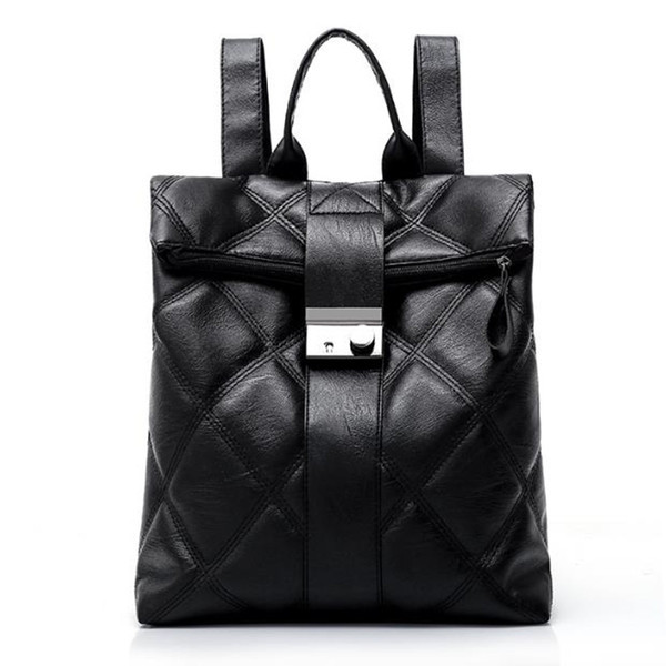 Moderna sieviešu mugursoma no eko ādas - melnā krāsā