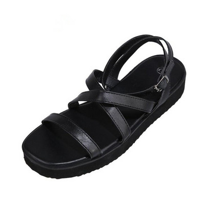 Ikdienas zemas sandales ar mākslīgās ādas lencēm