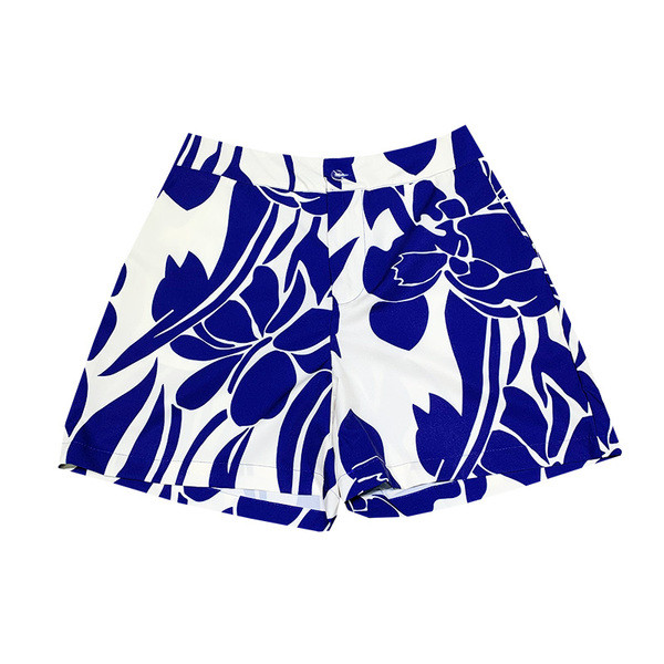 Kõrge vöökoha ja mustriga naiste lühikesed püksid