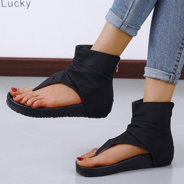 Sieviešu ikdienas sandales ar rāvējslēdzēju un plakanu zoli trīs krāsās