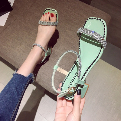 Moderne ženske sandale sa kamenčićima i petom debljine 5 cm