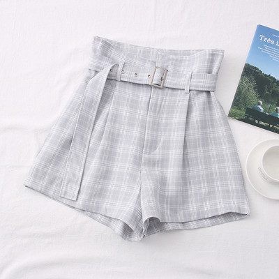 Új modell kockás női rövidnadrág övvel