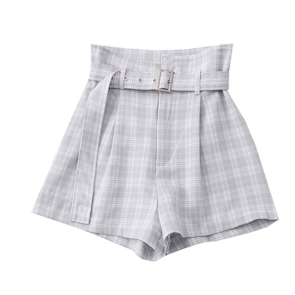 Új modell kockás női rövidnadrág övvel