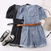 Jauns sieviešu džinsa kombinezona modelis ar kvadrātveida kakla izgriezumu